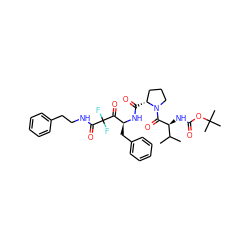 CC(C)[C@H](NC(=O)OC(C)(C)C)C(=O)N1CCC[C@H]1C(=O)N[C@@H](Cc1ccccc1)C(=O)C(F)(F)C(=O)NCCc1ccccc1 ZINC000028005602