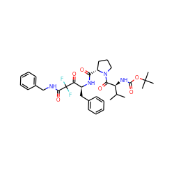 CC(C)[C@H](NC(=O)OC(C)(C)C)C(=O)N1CCC[C@H]1C(=O)N[C@@H](Cc1ccccc1)C(=O)C(F)(F)C(=O)NCc1ccccc1 ZINC000028000782