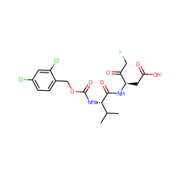 CC(C)[C@H](NC(=O)OCc1ccc(Cl)cc1Cl)C(=O)N[C@H](CC(=O)O)C(=O)CF ZINC000006716153