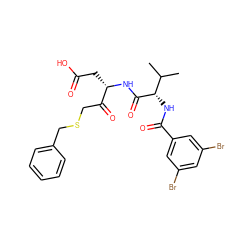 CC(C)[C@H](NC(=O)c1cc(Br)cc(Br)c1)C(=O)N[C@@H](CC(=O)O)C(=O)CSCc1ccccc1 ZINC000014947380