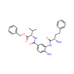 CC(C)[C@H](NC(=O)c1ccc(N)c(NC(=O)[C@@H](N)CCc2ccccc2)c1)C(=O)OCc1ccccc1 ZINC000096283141