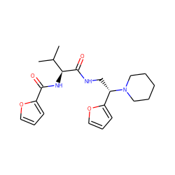 CC(C)[C@H](NC(=O)c1ccco1)C(=O)NC[C@@H](c1ccco1)N1CCCCC1 ZINC000003363856