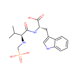 CC(C)[C@H](NCP(=O)(O)O)C(=O)N[C@@H](Cc1c[nH]c2ccccc12)C(=O)O ZINC000026654878