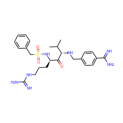 CC(C)[C@H](NCc1ccc(C(=N)N)cc1)C(=O)[C@@H](CCCNC(=N)N)NS(=O)(=O)Cc1ccccc1 ZINC000072177488