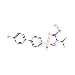 CC(C)[C@H](NS(=O)(=O)c1ccc(-c2ccc(Br)cc2)cc1)C(=O)NO ZINC000013680277