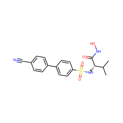 CC(C)[C@H](NS(=O)(=O)c1ccc(-c2ccc(C#N)cc2)cc1)C(=O)NO ZINC000013803859