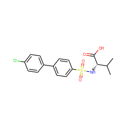 CC(C)[C@H](NS(=O)(=O)c1ccc(-c2ccc(Cl)cc2)cc1)C(=O)O ZINC000000578599