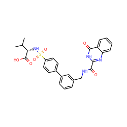 CC(C)[C@H](NS(=O)(=O)c1ccc(-c2cccc(CNC(=O)c3nc4ccccc4c(=O)[nH]3)c2)cc1)C(=O)O ZINC000114402360