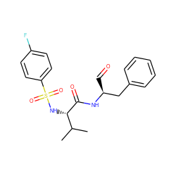 CC(C)[C@H](NS(=O)(=O)c1ccc(F)cc1)C(=O)N[C@@H](C=O)Cc1ccccc1 ZINC000027987705