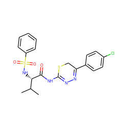 CC(C)[C@H](NS(=O)(=O)c1ccccc1)C(=O)NC1=NN=C(c2ccc(Cl)cc2)CS1 ZINC000013864148