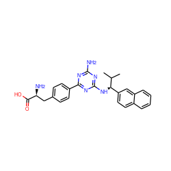 CC(C)[C@H](Nc1nc(N)nc(-c2ccc(C[C@H](N)C(=O)O)cc2)n1)c1ccc2ccccc2c1 ZINC000045255097