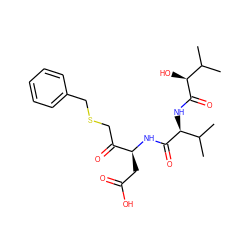 CC(C)[C@H](O)C(=O)N[C@H](C(=O)N[C@@H](CC(=O)O)C(=O)CSCc1ccccc1)C(C)C ZINC000014947284