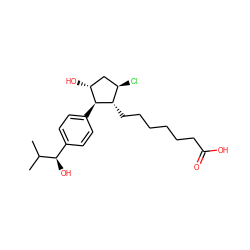 CC(C)[C@H](O)c1ccc([C@H]2[C@H](O)C[C@@H](Cl)[C@@H]2CCCCCCC(=O)O)cc1 ZINC000137017920