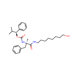 CC(C)[C@H](OC(=O)N[C@](C)(Cc1ccccc1)C(=O)NCCCCCCCCO)c1ccccc1 ZINC000013755612