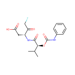 CC(C)[C@H](OC(=O)Nc1ccccc1)C(=O)N[C@H](CC(=O)O)C(=O)CF ZINC000001550454