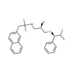 CC(C)[C@H](OC[C@H](O)CNC(C)(C)Cc1ccc2ccccc2c1)c1ccccc1 ZINC000049036704