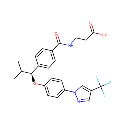 CC(C)[C@H](Oc1ccc(-n2cc(C(F)(F)F)cn2)cc1)c1ccc(C(=O)NCCC(=O)O)cc1 ZINC000096269709