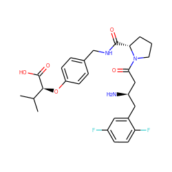 CC(C)[C@H](Oc1ccc(CNC(=O)[C@@H]2CCCN2C(=O)C[C@H](N)Cc2cc(F)ccc2F)cc1)C(=O)O ZINC000038855640