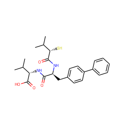 CC(C)[C@H](S)C(=O)N[C@@H](Cc1ccc(-c2ccccc2)cc1)C(=O)N[C@H](C(=O)O)C(C)C ZINC000027766298