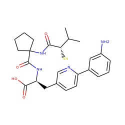 CC(C)[C@H](S)C(=O)NC1(C(=O)N[C@@H](Cc2ccc(-c3cccc(N)c3)nc2)C(=O)O)CCCC1 ZINC000013859927