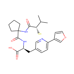 CC(C)[C@H](S)C(=O)NC1(C(=O)N[C@@H](Cc2ccc(-c3ccoc3)nc2)C(=O)O)CCCC1 ZINC000013859917