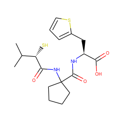 CC(C)[C@H](S)C(=O)NC1(C(=O)N[C@@H](Cc2cccs2)C(=O)O)CCCC1 ZINC000013745100