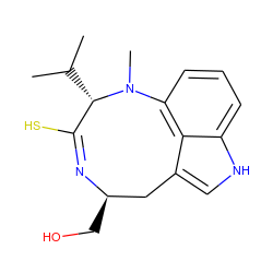 CC(C)[C@H]1/C(S)=N/[C@H](CO)Cc2c[nH]c3cccc(c23)N1C ZINC000026184088