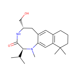 CC(C)[C@H]1C(=O)N[C@H](CO)Cc2cc3c(cc2N1C)C(C)(C)CCC3 ZINC000013779359