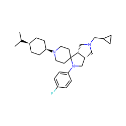 CC(C)[C@H]1CC[C@@H](N2CCC3(CC2)[C@@H]2CN(CC4CC4)C[C@@H]2CN3c2ccc(F)cc2)CC1 ZINC000253655033