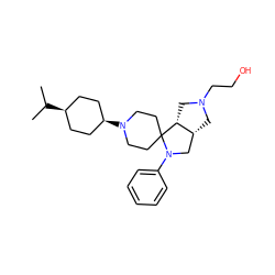 CC(C)[C@H]1CC[C@@H](N2CCC3(CC2)[C@@H]2CN(CCO)C[C@@H]2CN3c2ccccc2)CC1 ZINC000253656028