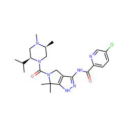 CC(C)[C@H]1CN(C)[C@@H](C)CN1C(=O)N1Cc2c(NC(=O)c3ccc(Cl)cn3)n[nH]c2C1(C)C ZINC000261126349