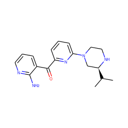 CC(C)[C@H]1CN(c2cccc(C(=O)c3cccnc3N)n2)CCN1 ZINC000084739723