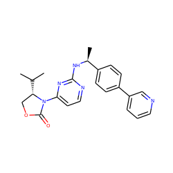 CC(C)[C@H]1COC(=O)N1c1ccnc(N[C@@H](C)c2ccc(-c3cccnc3)cc2)n1 ZINC000221129629