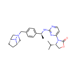 CC(C)[C@H]1COC(=O)N1c1ccnc(N[C@@H](C)c2ccc(CN3C[C@@H]4CC[C@H](C3)N4C)cc2)n1 ZINC000142064232