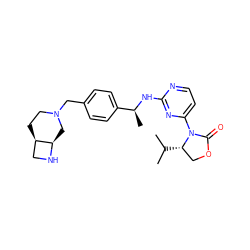 CC(C)[C@H]1COC(=O)N1c1ccnc(N[C@@H](C)c2ccc(CN3CC[C@@H]4CN[C@@H]4C3)cc2)n1 ZINC000222614438