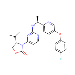 CC(C)[C@H]1COC(=O)N1c1ccnc(N[C@@H](C)c2ccc(Oc3ccc(F)cc3)cn2)n1 ZINC000221131851