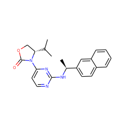 CC(C)[C@H]1COC(=O)N1c1ccnc(N[C@@H](C)c2ccc3ccccc3c2)n1 ZINC000142050772