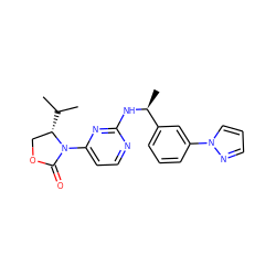 CC(C)[C@H]1COC(=O)N1c1ccnc(N[C@@H](C)c2cccc(-n3cccn3)c2)n1 ZINC000142151797