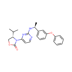 CC(C)[C@H]1COC(=O)N1c1ccnc(N[C@@H](C)c2cccc(Oc3ccccc3)c2)n1 ZINC000221305696