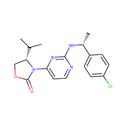 CC(C)[C@H]1COC(=O)N1c1ccnc(N[C@H](C)c2ccc(Cl)cc2)n1 ZINC000218478797