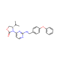 CC(C)[C@H]1COC(=O)N1c1ccnc(NCc2ccc(Oc3ccccc3)cc2)n1 ZINC000221307874