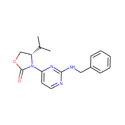 CC(C)[C@H]1COC(=O)N1c1ccnc(NCc2ccccc2)n1 ZINC000142050128