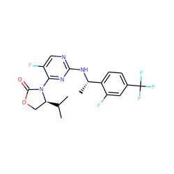 CC(C)[C@H]1COC(=O)N1c1nc(N[C@@H](C)c2ccc(C(F)(F)F)cc2F)ncc1F ZINC000205153886