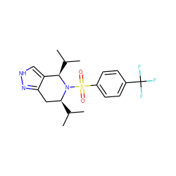 CC(C)[C@H]1Cc2n[nH]cc2[C@@H](C(C)C)N1S(=O)(=O)c1ccc(C(F)(F)F)cc1 ZINC000049072472