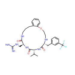 CC(C)[C@H]1NC(=O)[C@@H](Cc2cccc(C(F)(F)F)c2)NCCOc2ccccc2CCCNC(=O)[C@H](CNC(=N)N)NC1=O ZINC000028823457