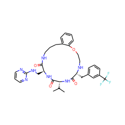 CC(C)[C@H]1NC(=O)[C@@H](Cc2cccc(C(F)(F)F)c2)NCCOc2ccccc2CCCNC(=O)[C@H](CNc2ncccn2)NC1=O ZINC000028823459