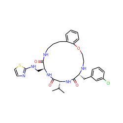 CC(C)[C@H]1NC(=O)[C@@H](Cc2cccc(Cl)c2)NCCOc2ccccc2CCCNC(=O)[C@H](CNc2nccs2)NC1=O ZINC000028823460