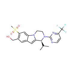 CC(C)[C@H]1c2cc3cc(CO)c(S(C)(=O)=O)cc3n2CCN1c1nccc(C(F)(F)F)n1 ZINC000147616199