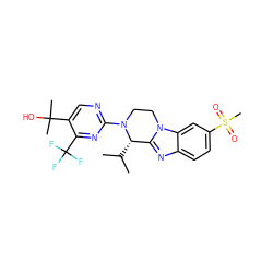 CC(C)[C@H]1c2nc3ccc(S(C)(=O)=O)cc3n2CCN1c1ncc(C(C)(C)O)c(C(F)(F)F)n1 ZINC000147715929