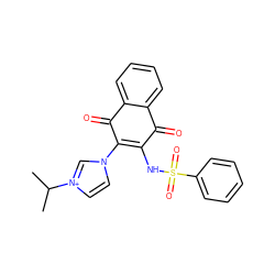 CC(C)[n+]1ccn(C2=C(NS(=O)(=O)c3ccccc3)C(=O)c3ccccc3C2=O)c1 ZINC000013534826